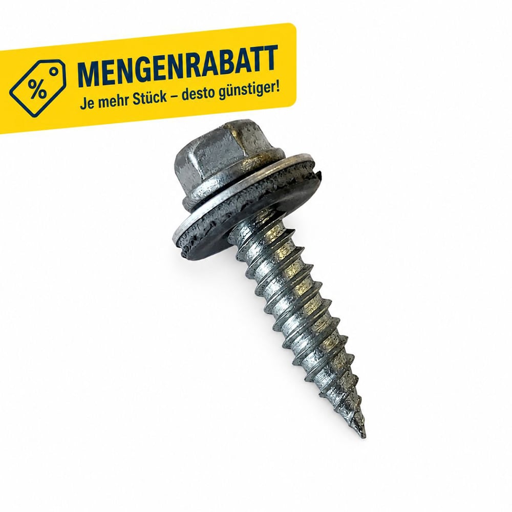 V8 Z+ Dünnblechschraube mit Sechskantkopf und Dichtscheibe, 6,0 x 27 mm