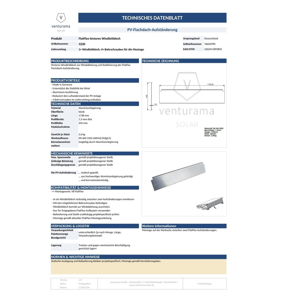 Alternative view of FlatFlex hinteres Windleitblech