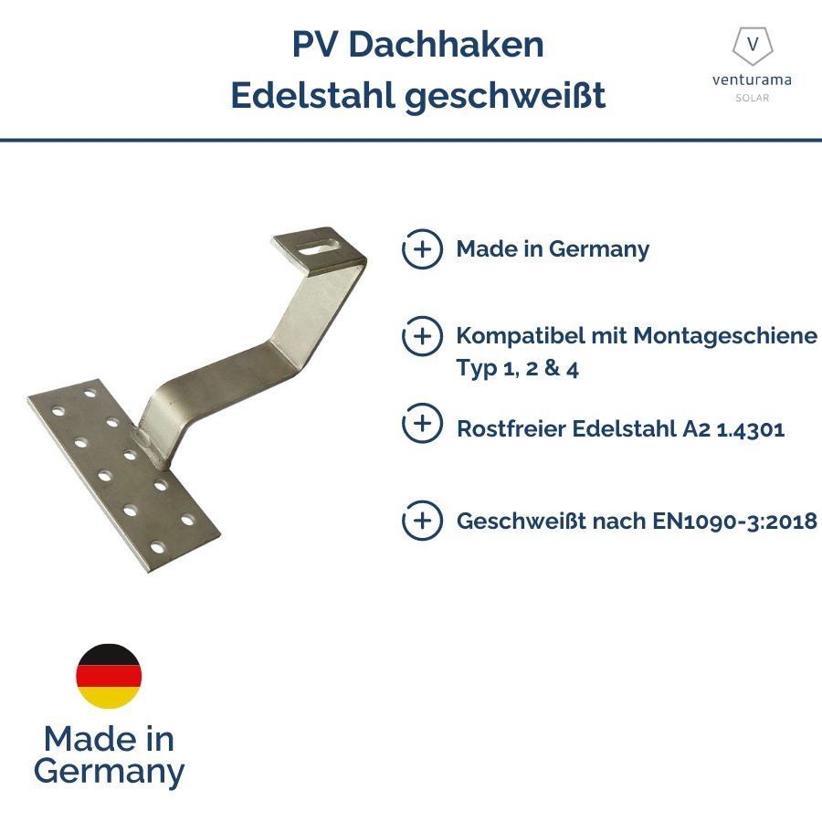 Produktbild V8 D+ Dachhaken: Standard Dachhaken - geschweißt (A2 1.4301) - MT123 Features