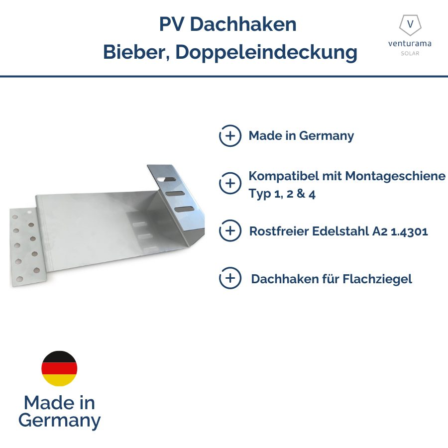 Produktbild V8 D+ Dachhaken Biber Doppeleindeckung (1.4301) Features