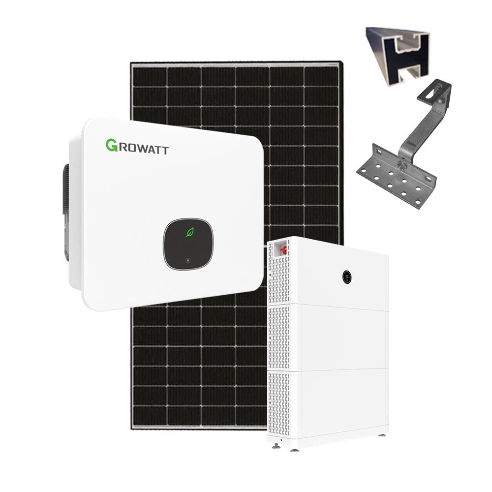 Produktbild PV Komplettanlage mit Growatt Hybrid Wechselrichter, 10 kWh APX Solarspeicher, UK, PV Modul 455W