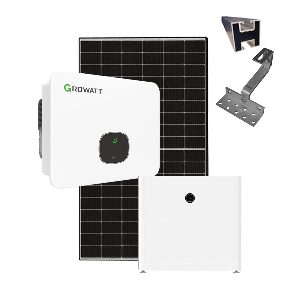 Produktbild PV Komplettanlage mit Growatt Hybrid Wechselrichter, 5 kWh APX Solarspeicher, UK, PV Modul 455W
