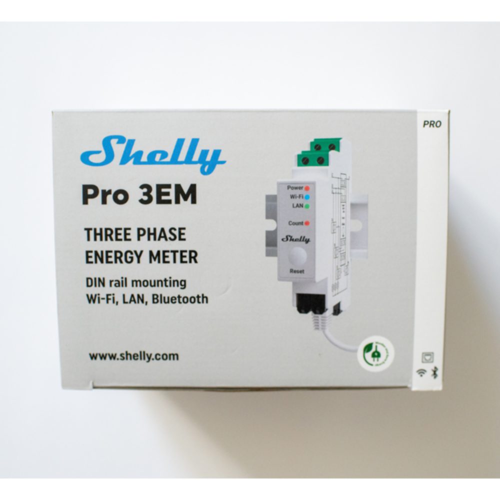 Produktbild: Originalverpackung Shelly Pro 3EM Stromzähler