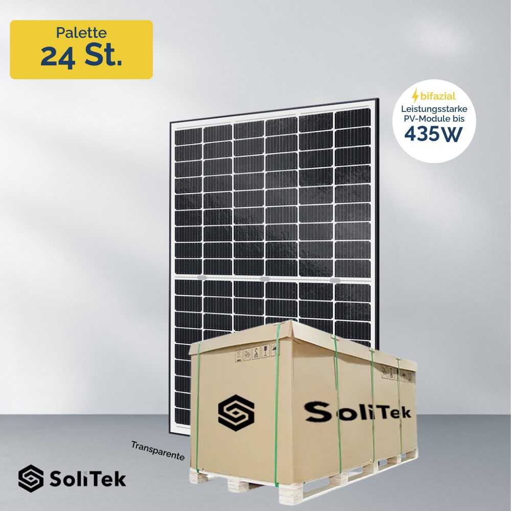 Produktbild SoliTek Solid 435W Palette 24 Stück – Bifaziale Module