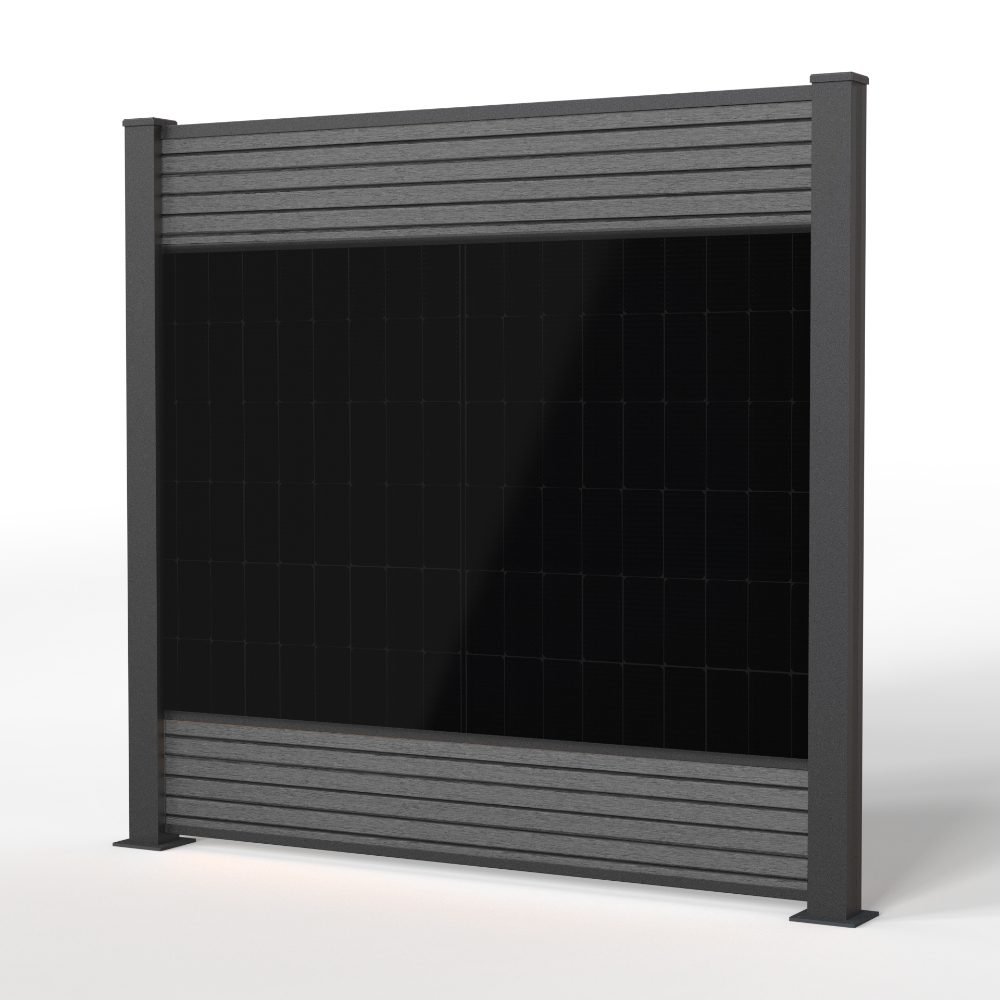 Produktbild: FlexPVence Solarzaun 1,80 x 1,84 m mit WPC-Lamellen in Grey