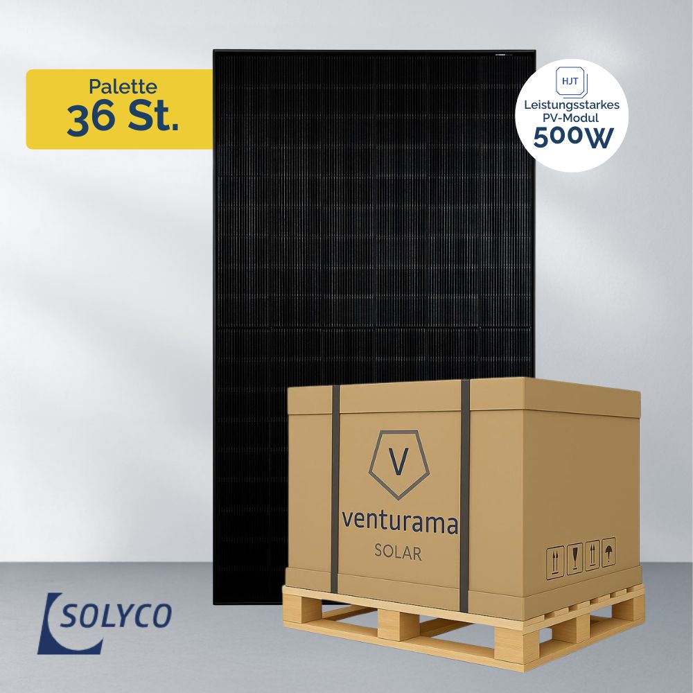 Produktbild SOLYCO R-BG 500 W – PV Modul Back-Contact Glas-Glas Full Black | Palette