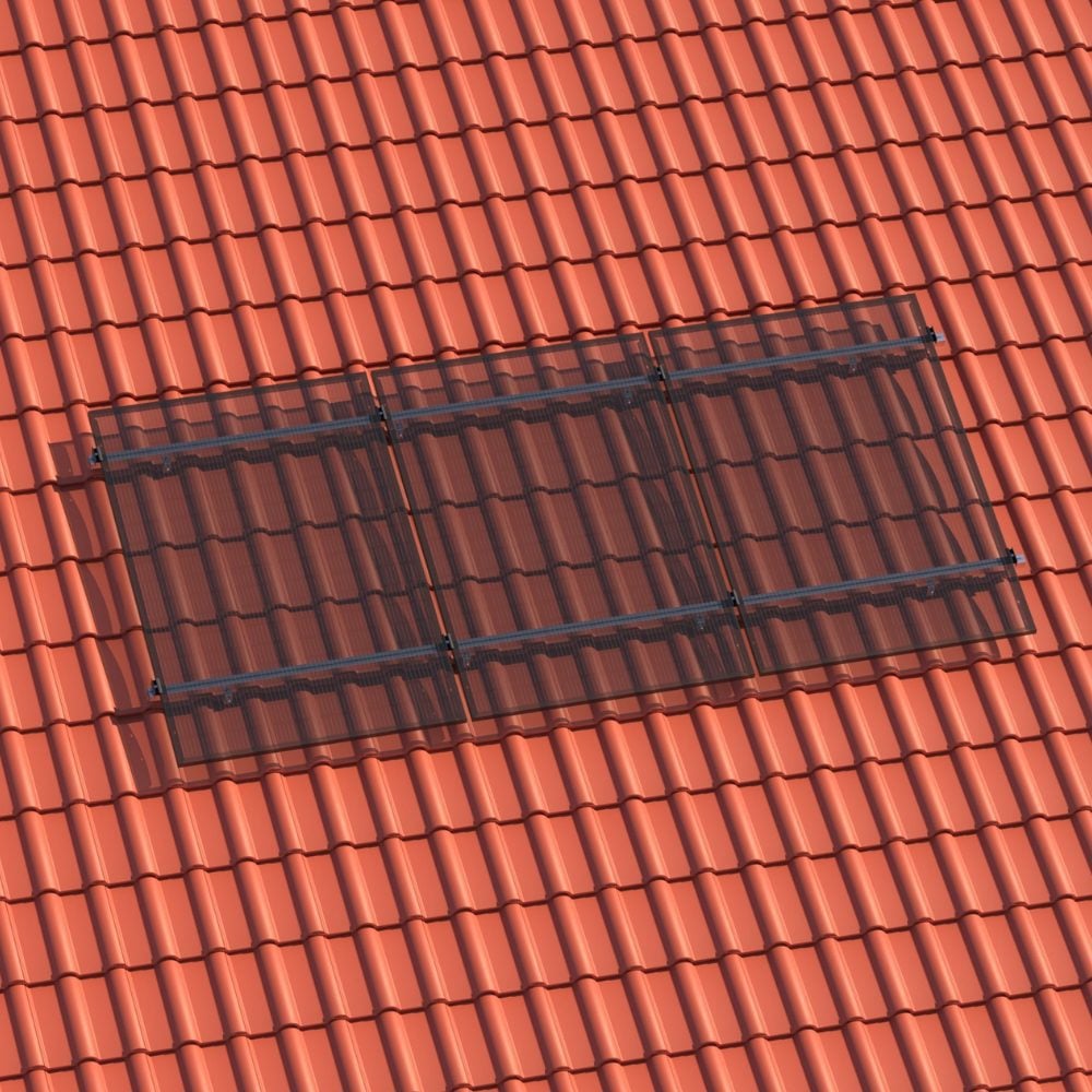 Produktbild Montageset - Schrägdach/Ziegeldach - für 3 x PV-Module (hochkant, nebeneinander)