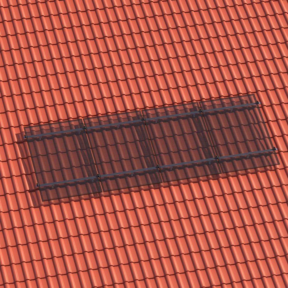 Produktbild Montageset - Schrägdach/Ziegeldach - für 4 x PV-Module (hochkant, nebeneinander)