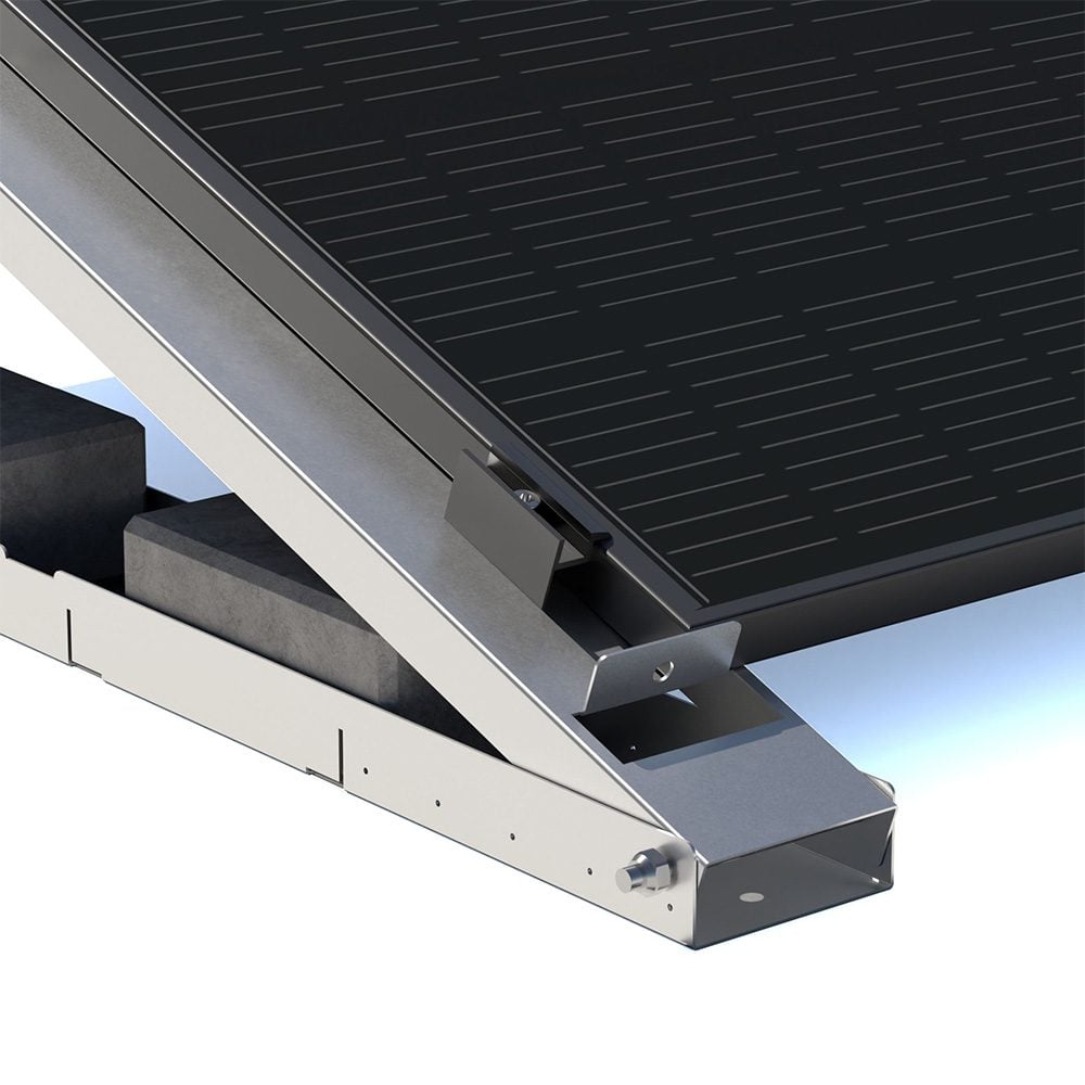 FlatFlex Flachdach-Aufständerung Detail mit Endklemme unten