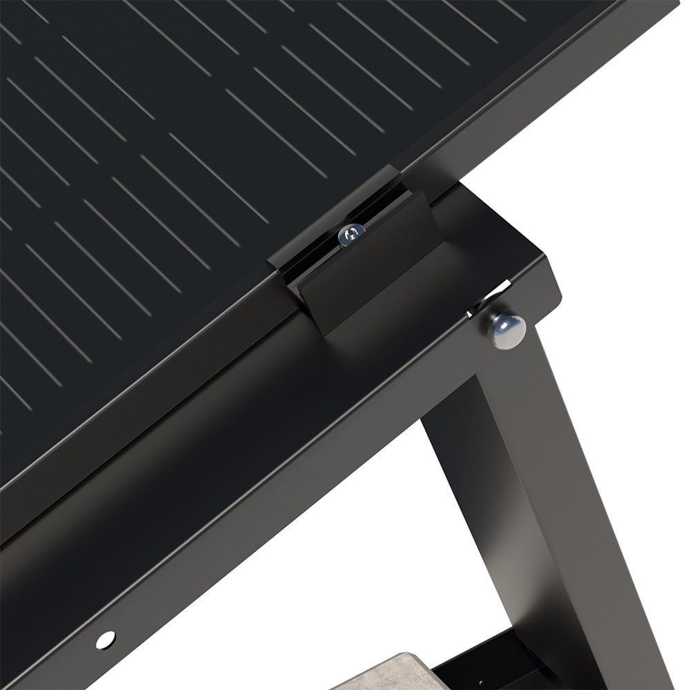 Produktbild Flachdach-Aufständerung Black Line für PV Module Neigungswinkel (10°/15°/20°) - mit Modul Detail oben mit Endklemme