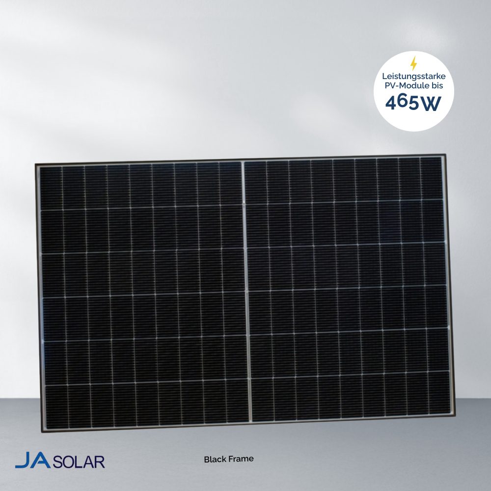Produktbild JA Solar 465W bifazial Glas-Glas JAM54D40 LB Black Frame Solarmodul