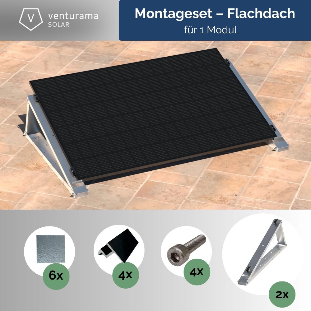 Flachdach-Aufständerung - "Flat-Flex"-Set - für 1 x PV-Modul