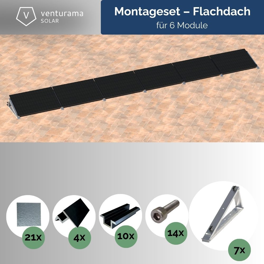 Produktbild FlatFlex Flachdach-Aufständerung Set für 6 PV-Module nebeneinander