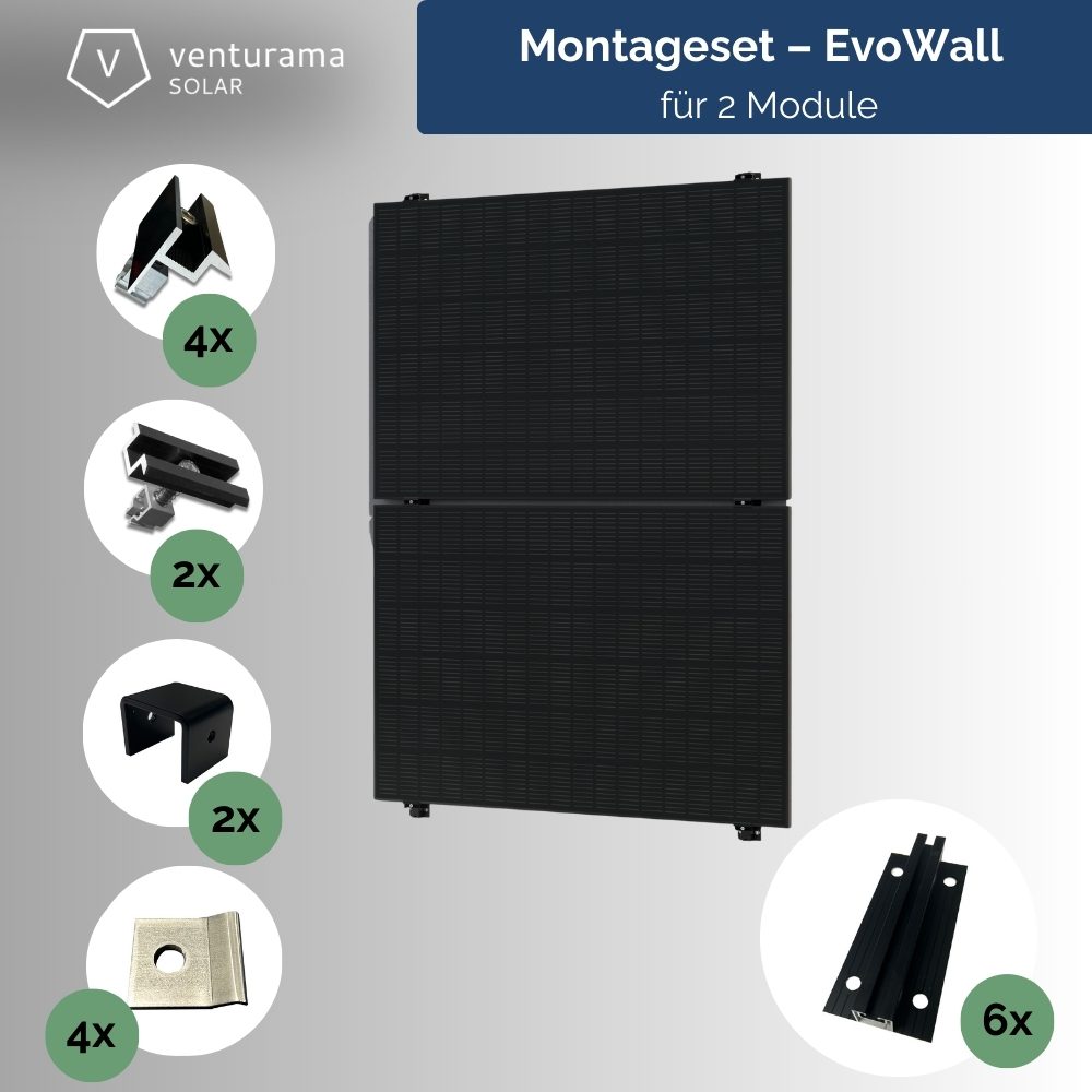 Produktbild venturama Solar EvoWall Wandmontage Komplettset BlackLine - Für 2 PV-Module