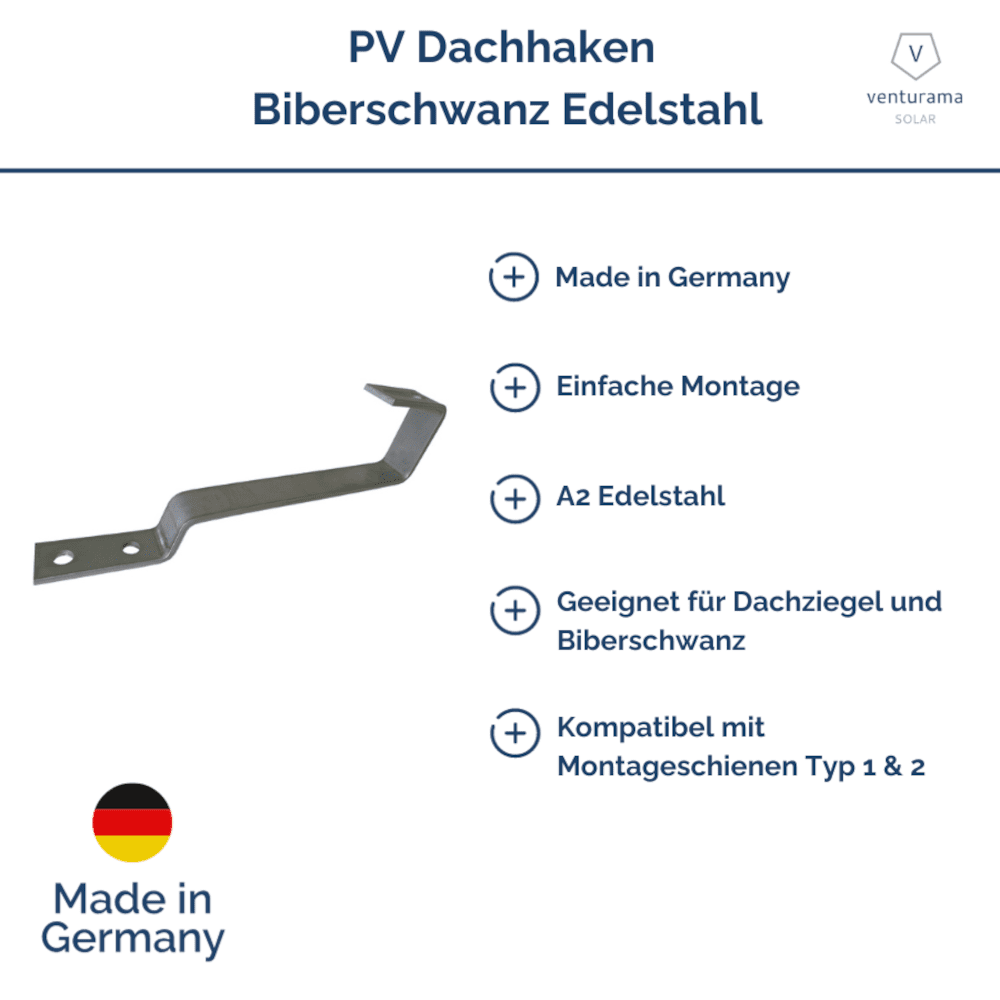 Produktbild V8 D+ Dachhaken Biberschwanz (1.4016) Features