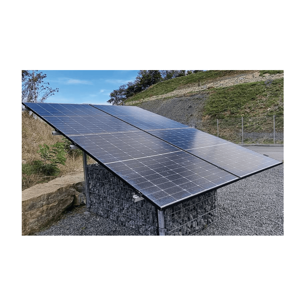 Anwenderbild: Solarnlage mit Gabione auf Freifläche
