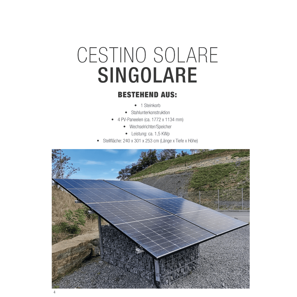 Lieferumfang und Details Cestino Solare Singolare