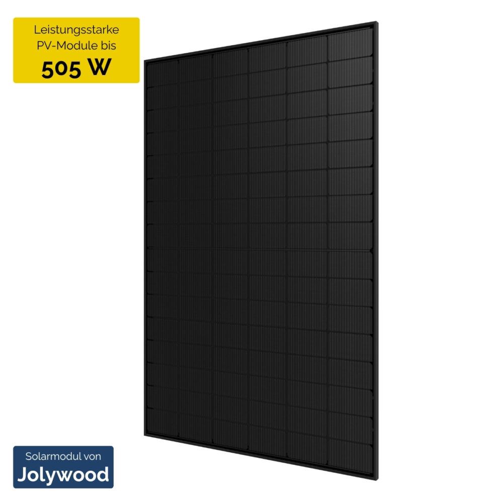 Produktbild Jolywood 505W bifazial 2mm Glas-Glas JW-HD108N Full Black Solarmodul