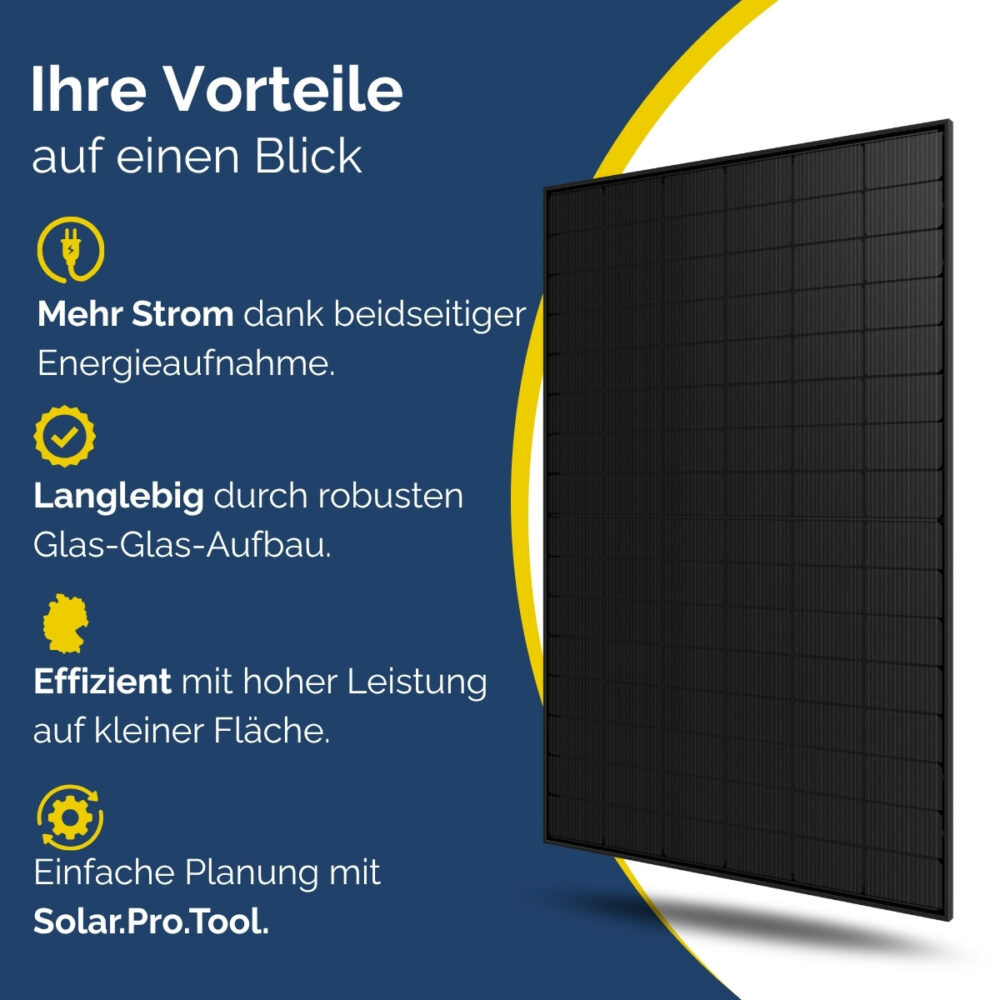 Alternative view of Jolywood 505W bifazial 2mm Glas-Glas JW-HD108N Full Black Solarmodul