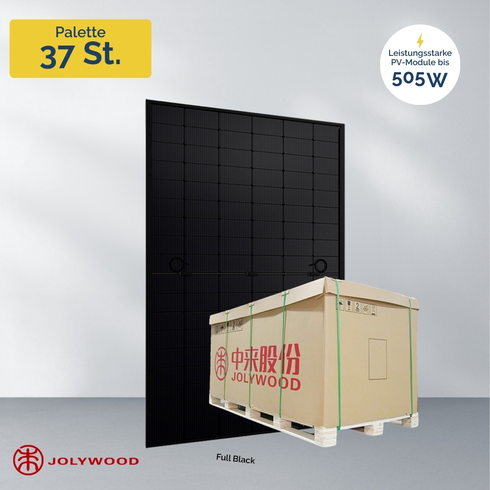 Produktbild Jolywood 505W bifazial 2mm Glas-Glas JW-HD108N Full Black PV Modul | Palette