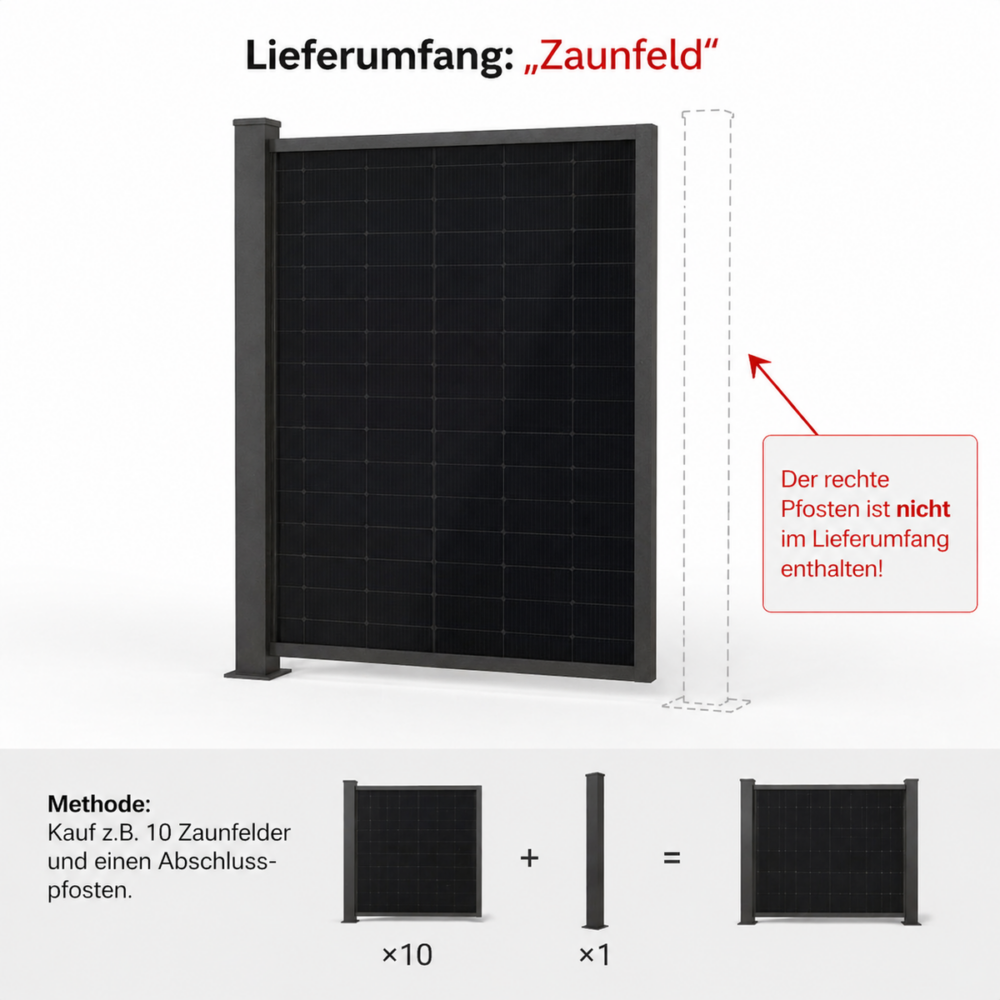 Alternative view of PowerPVence Solarzaun 1,85 x 1,21 m Zaunfeld mit PV Modul