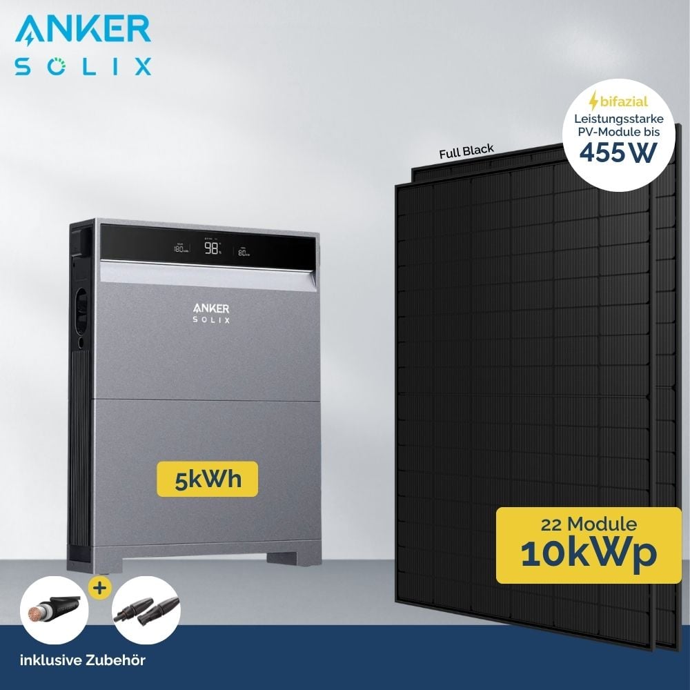 Alternative view of PV Anlage 10 kWp Anker X1 Hybrid Wechselrichter All-in-One - 22 x Ja Solar FB