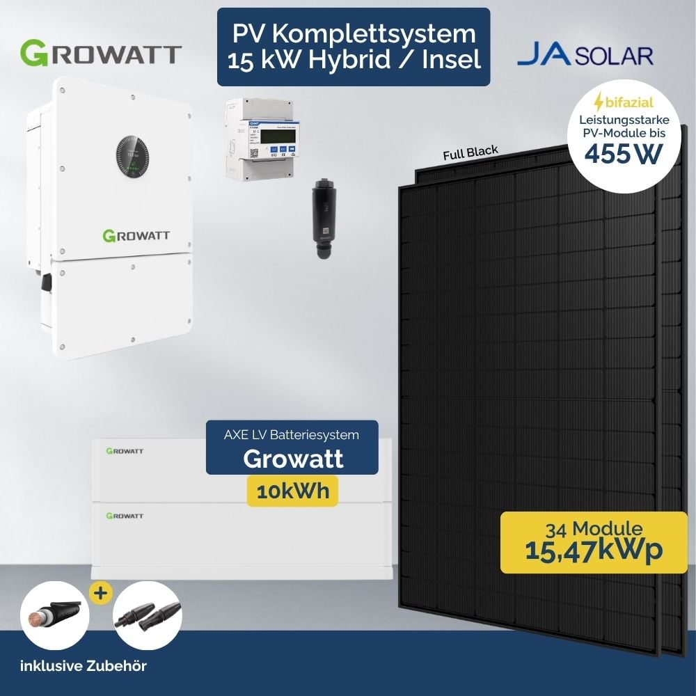 PV Anlage 15 kWp Growatt Wit Hybrid - Inselanlage Wechselrichter - 34 x Ja Solar FB – Bild 3