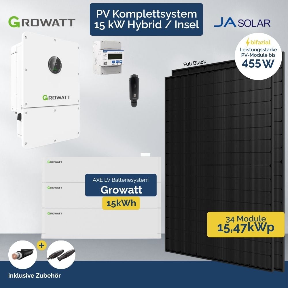 PV Anlage 15 kWp Growatt Wit Hybrid - Inselanlage Wechselrichter - 34 x Ja Solar FB – Bild 4