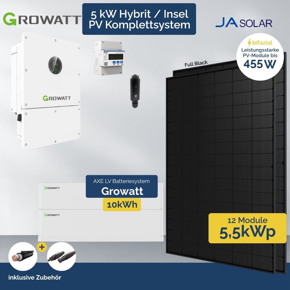 PV Anlage 5 kWp Growatt Wit Hybrid - Inselanlage Wechselrichter - 12 x Ja Solar FB – Bild 3