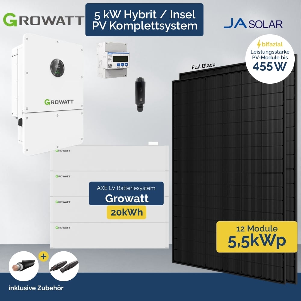 PV Anlage 5 kWp Growatt Wit Hybrid - Inselanlage Wechselrichter - 12 x Ja Solar FB – Bild 5