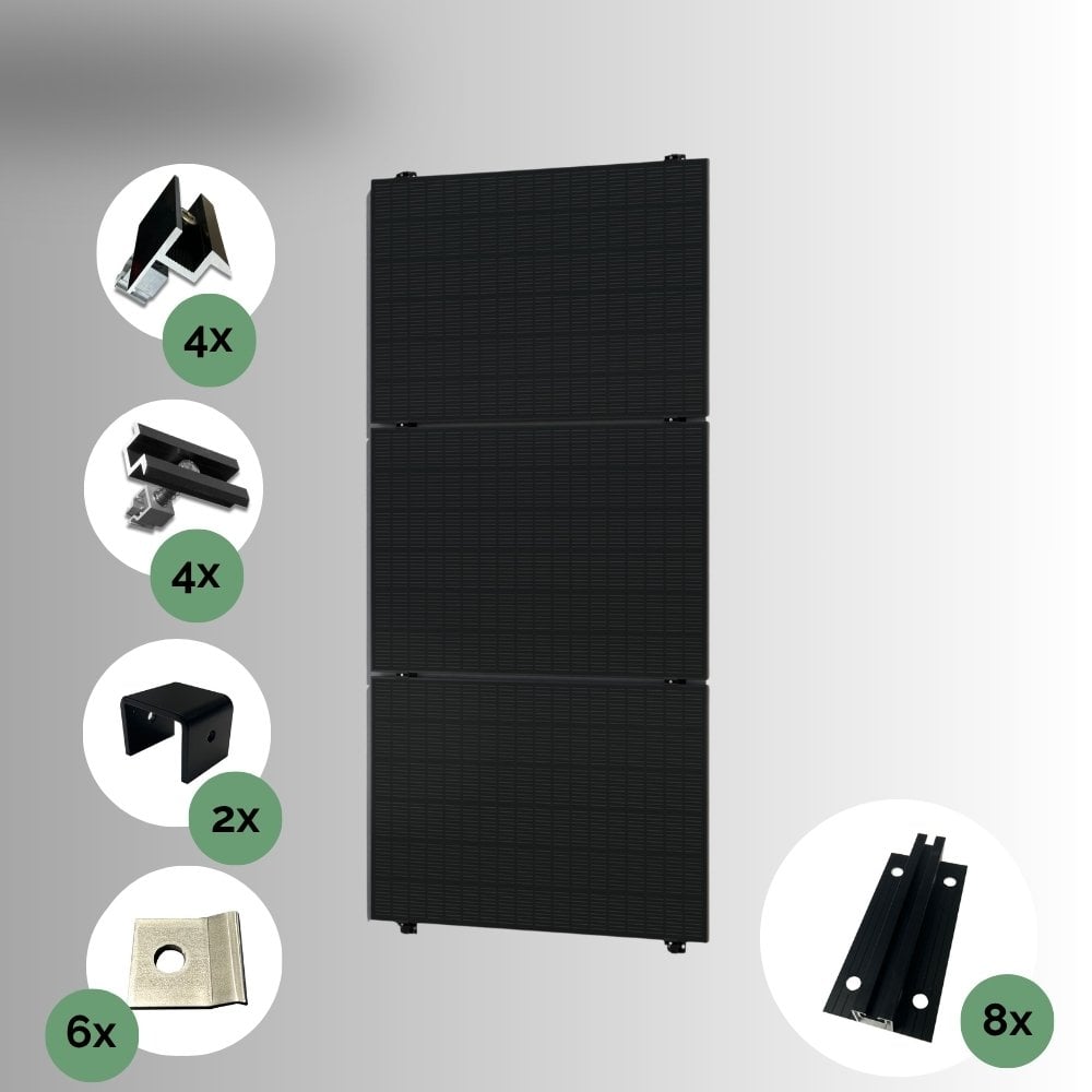 Produktbild venturama Solar EvoWall Wandmontage Komplettset BlackLine - Für 3 PV-Module