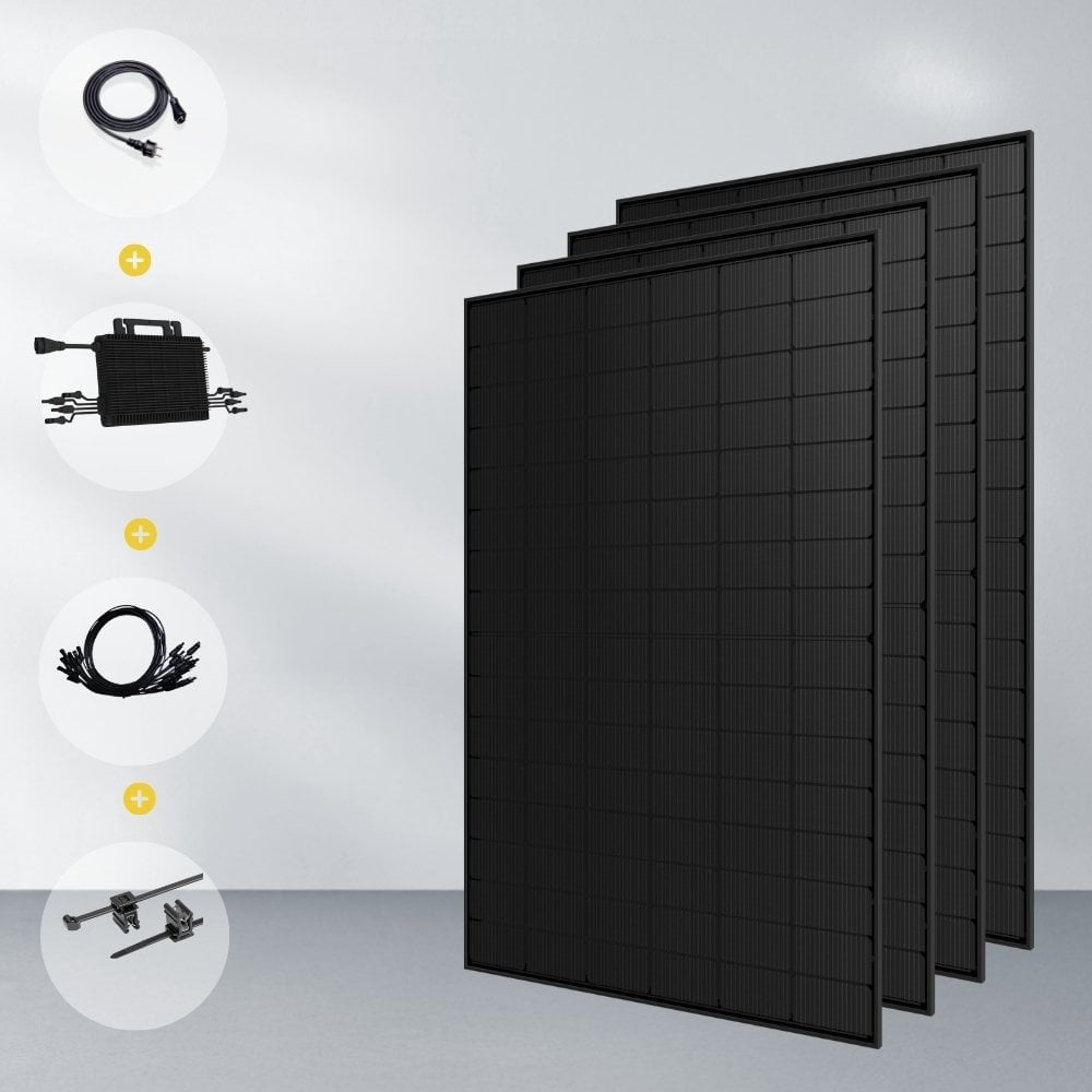 Produktbild - Balkonkraftwerk 1.600 W mit 4 PV Modulen Jolywood und HMS-1600 4T Wechselrichter