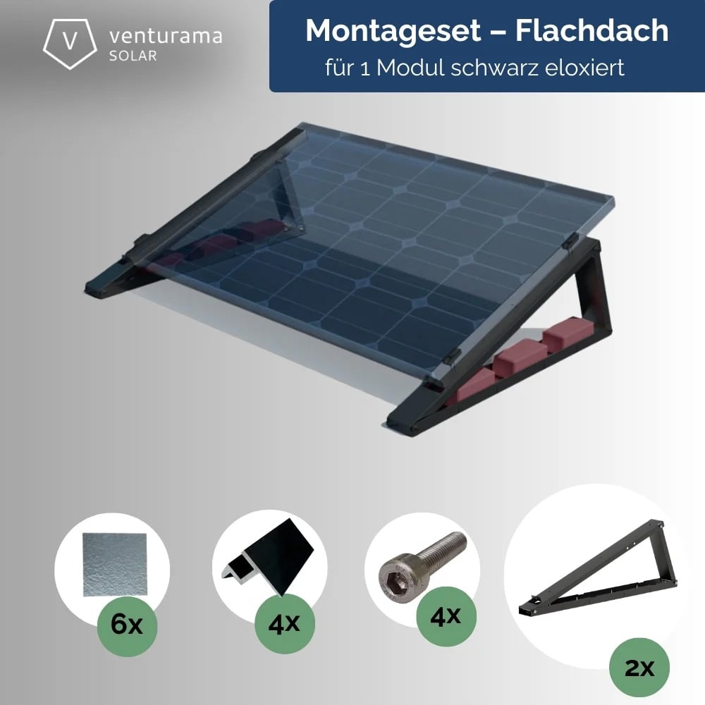 Produktbild Flachdach-Aufständerung – “Flat-Flex”-Set – für 1 x PV-Modul Black Line